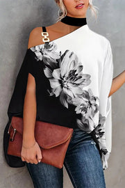 Always Right Chain One Shoulder Loose Top