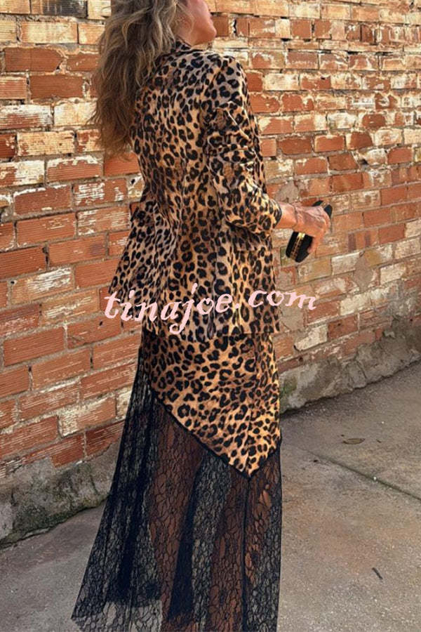 Coco Lady Leopard Lace Patchwork Irregular Skirt