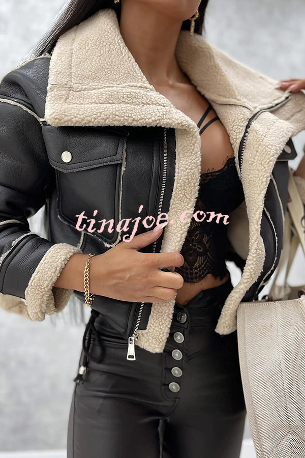 Stylish Lambswool Short Zipped Biker Jacket