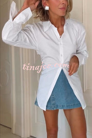 Fall for That Button Long Sleeve Open Back Tie Detail Blouse