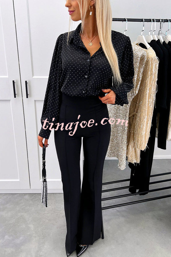 Fashionable Polka Dot Lantern Sleeve Loose Shirt