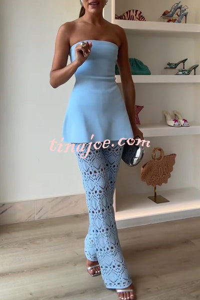 Anette Bandage Knit Strapless Stretch A-line Midi Top