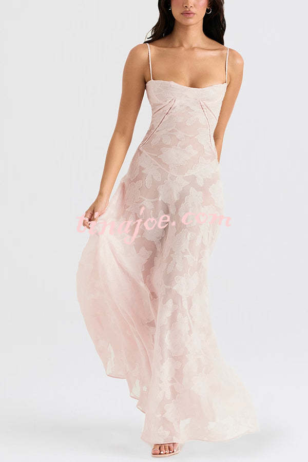 Fashion Sexy Suspenders See-through Holiday Slim Maxi Dress