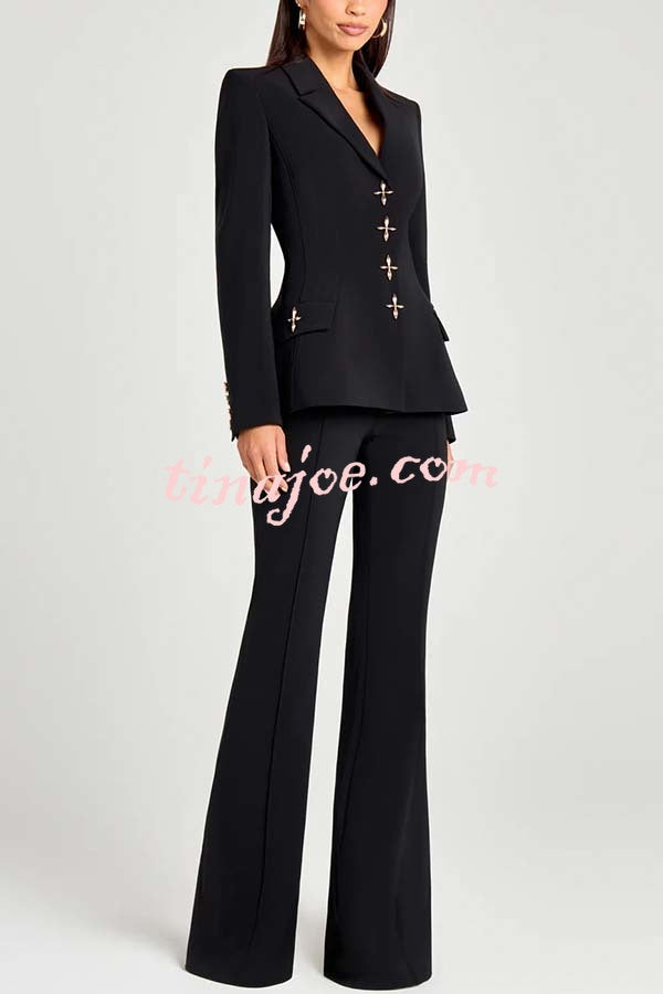 Women Power High Rise Side Zipper Flare Slim Fit Pants