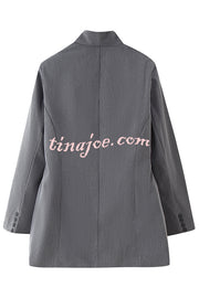 Solid Color Lapel Long Sleeve Casual Pocket Long Blazer