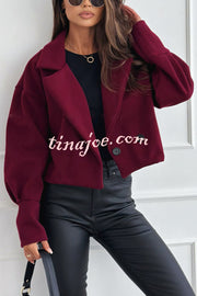 Fashionable Solid Color Lapel Short Blazer