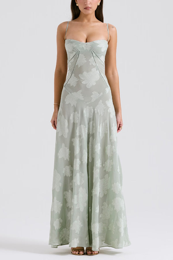 Fashion Sexy Suspenders See-through Holiday Slim Maxi Dress