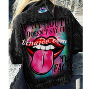 Halloween Print Long Sleeve Denim Jacket