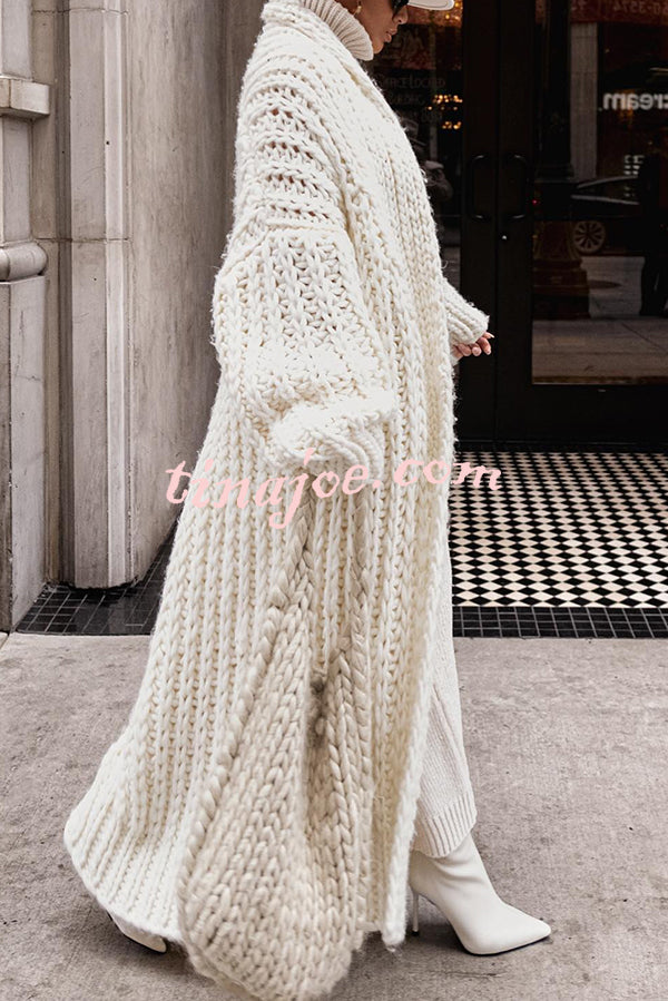 Embrace The Cold Solid Color Long Sleeve Knitted Loose Maxi Cardigan