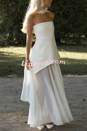 Monaco Off Shoulder Structured Top Chiffon Slit Hem Scarf Maxi Dress