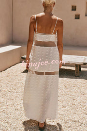 Alexa Textured Spot Sheer Mesh Patchwork Slip A-line Maxi Dress