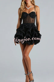 Ryann Rhinestone Bustier Bubble Hem Mini Dress