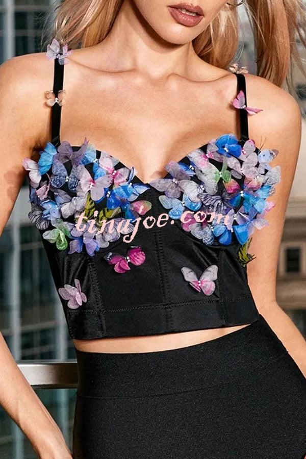 Butterfly Embellished Sexy Sling Backless Top