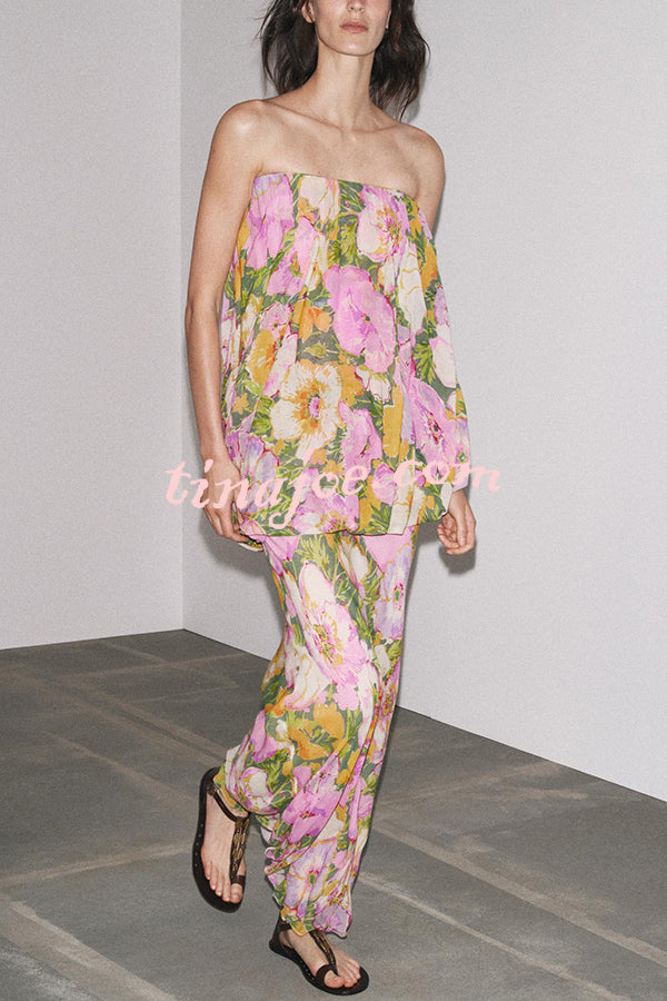 Floral Print Off-the-shoulder Irregular Loose Maxi Dress