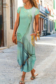 Ada Ethnic Floral Pocketed Daily /vacation Stretch Midi Dress