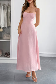 Solid Color Halter Backless Lace-up Holiday Slim Maxi Dress