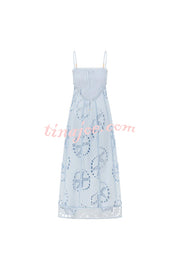 Simona Embroidered Starfish Pattern Backless Tie-up Slip Maxi Dress