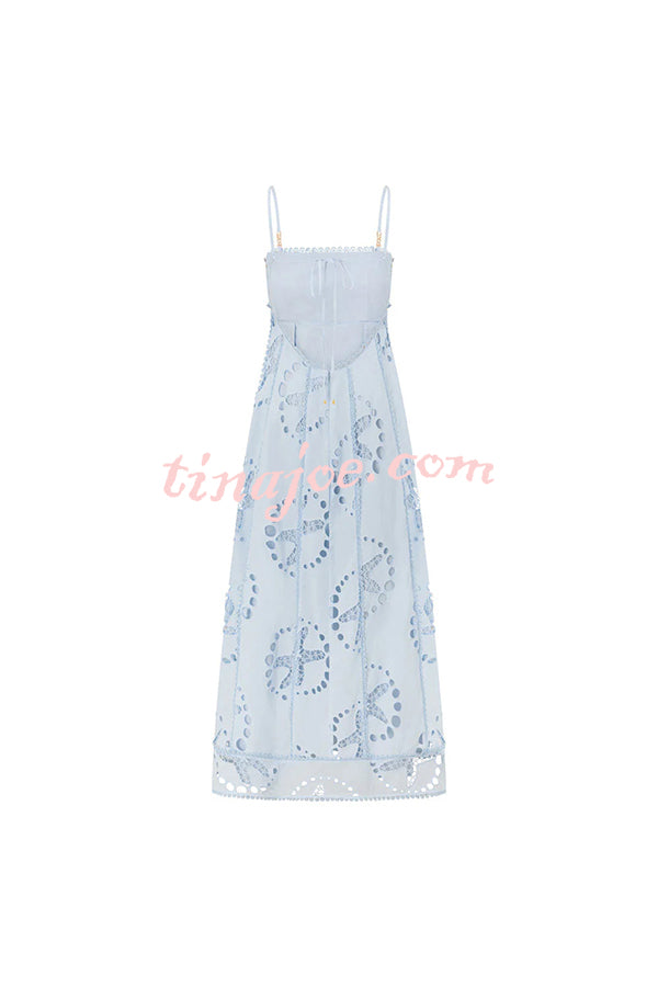 Simona Embroidered Starfish Pattern Backless Tie-up Slip Maxi Dress