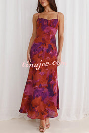 Fashion Tie-dye Backless Suspender Holiday Maxi Dress