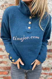 Solid Color High Collar Button Loose Long Sleeve Knitted Sweater