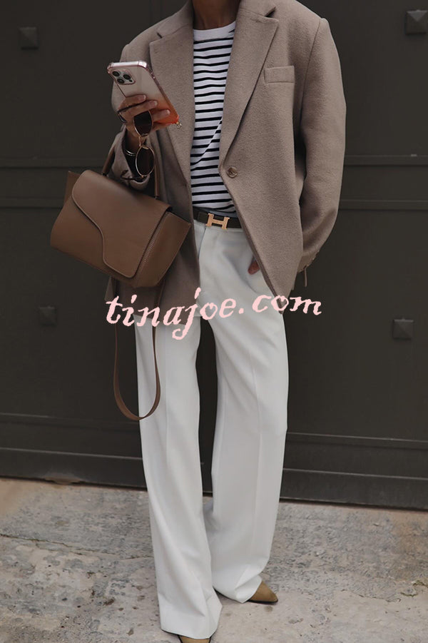 Solid Color Lapel Long Sleeve Loose Blazer