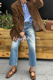 Vintage Lapel Long Sleeve Buttoned Loose Jacket