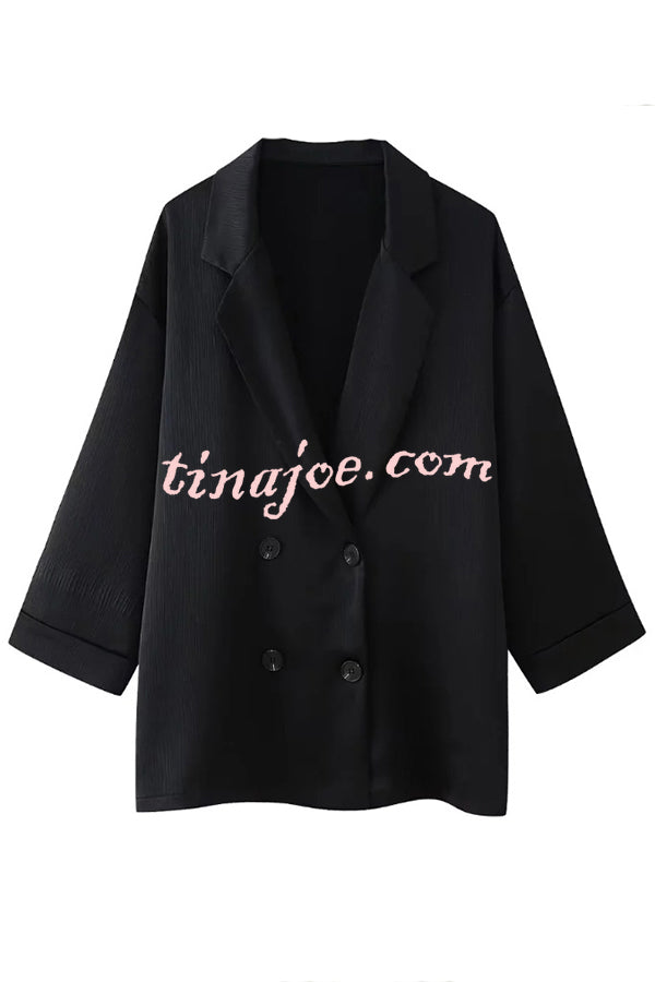 Fashionable Wrinkled Lapel Long-sleeved Loose Blazer