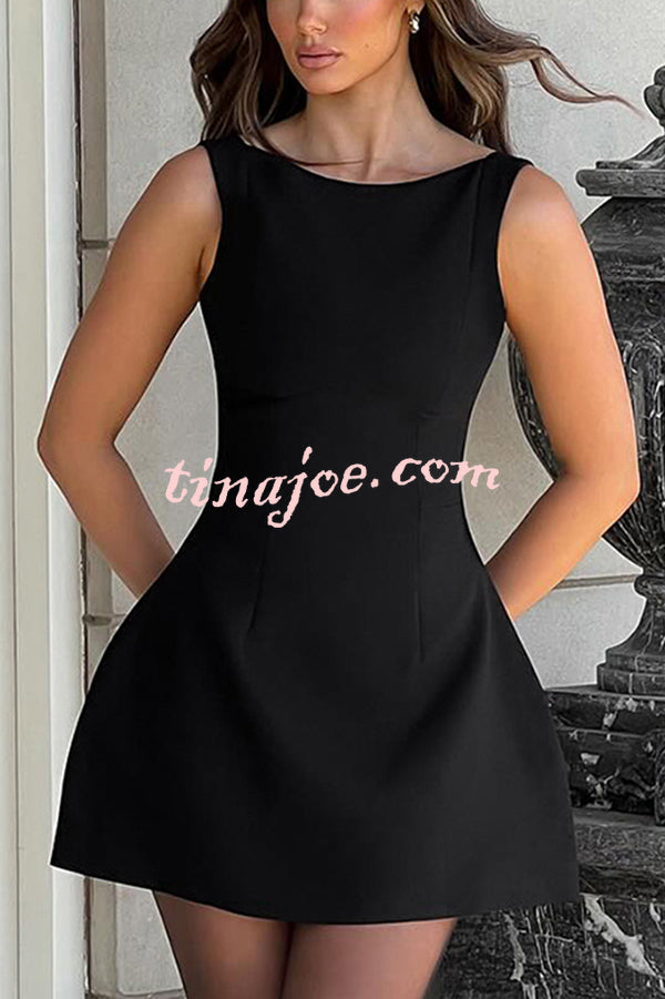 Cosmopolitan Chic High Neck Scoop Back Bubble-shaped Mini Dress