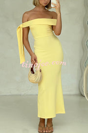 Mina Side Tie-up Strapless Tailored Stretch Maxi Dress