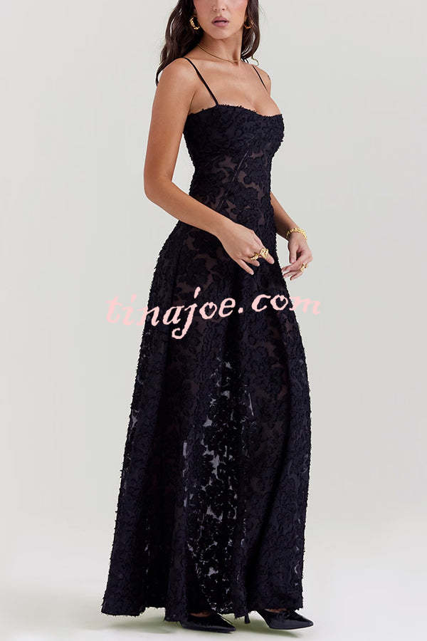 Fashion Sexy Suspenders See-through Holiday Slim Maxi Dress