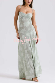 Fashion Sexy Suspenders See-through Holiday Slim Maxi Dress
