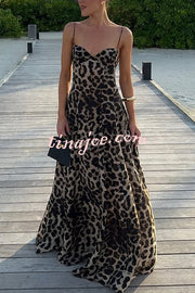 In The Maldives Leopard Waisted A-line Slip Maxi Dress