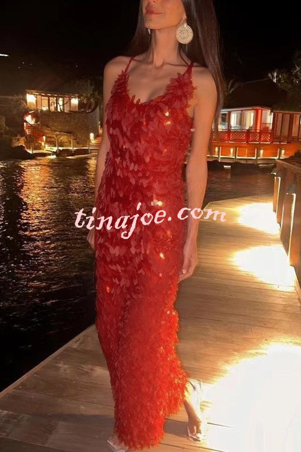 Fashionable Sequined Sexy Open Back Slim Maxi Dress