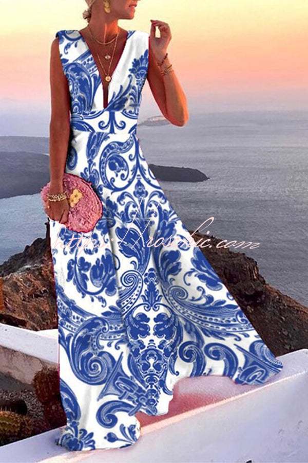 Novel Romance V Neck Maxi Party Dress