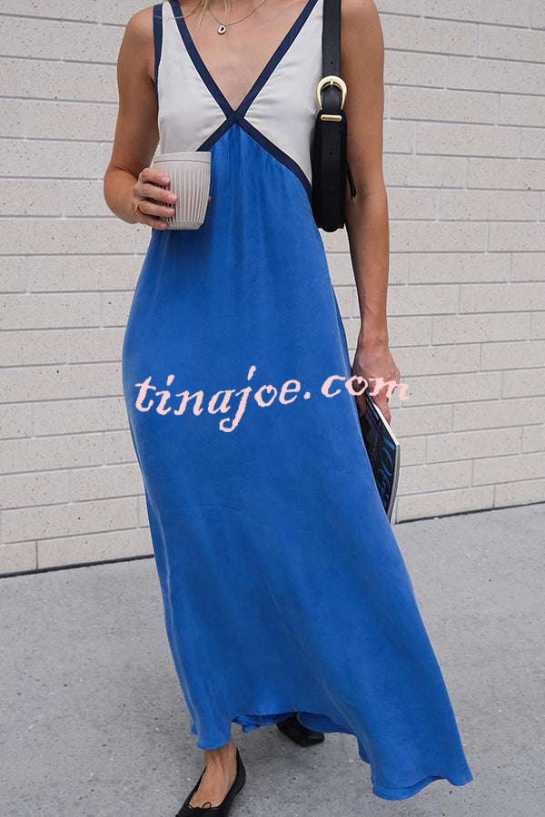 Perfect for Summer Weddings Satin Contrast Colour Relaxed Maxi Dress