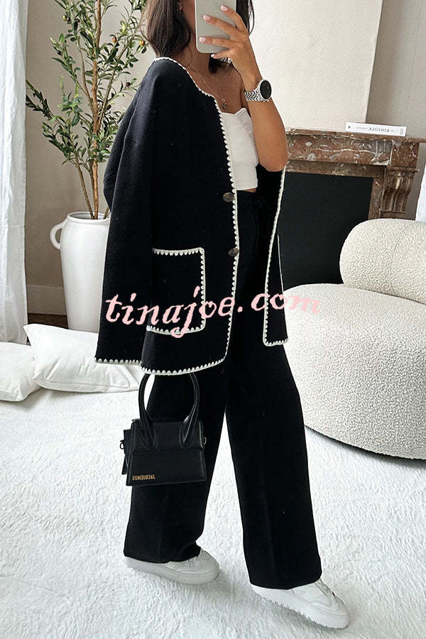 Easy To Style Edge Decorated Pocket Loose Fashion Jacket