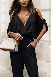 Wonderful Ideas Ruffle Cold Shoulder Jumpsuit