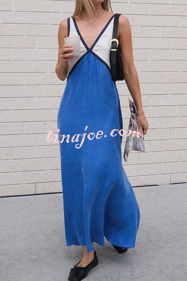 Perfect for Summer Weddings Satin Contrast Colour Relaxed Maxi Dress