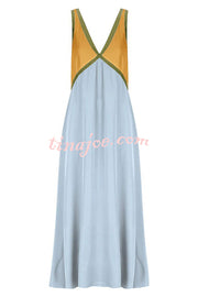 Perfect for Summer Weddings Satin Contrast Colour Relaxed Maxi Dress