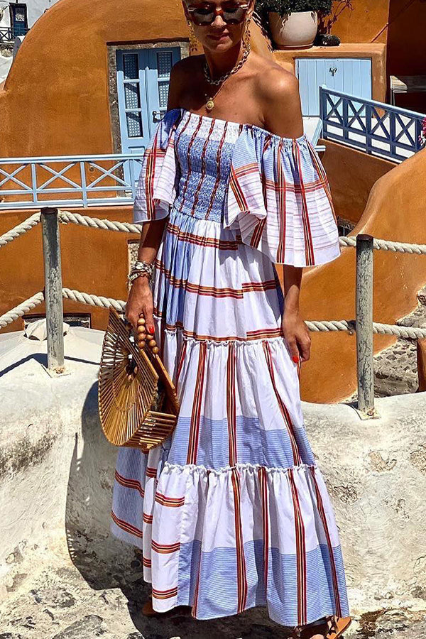 Festival Weather Off Shoulder Vacation Maxi Dress