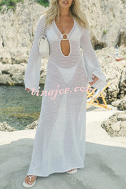 Make You Brighten Up Knit Ring Detail Cutout Cover Up Maxi Dress