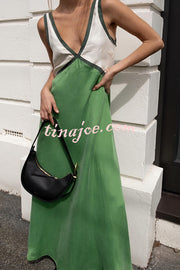 Perfect for Summer Weddings Satin Contrast Colour Relaxed Maxi Dress